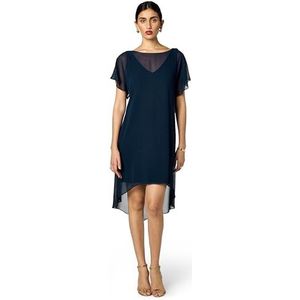 Adrianna Papell Damesjurk van chiffon, vloeiend, met hoge zoom, cocktailjurk, marineblauw, L