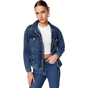 Trendyol Dames reverskraag effen normale jas jas, marineblauw, XS, marineblauw, XS