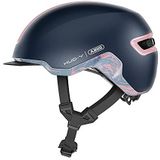 ABUS Urban helm HUD-Y - met magnetisch, oplaadbaar led-achterlicht en magneetsluiting - coole fietshelm voor dagelijks gebruik - voor dames en heren - blauw/mat roze, maat M