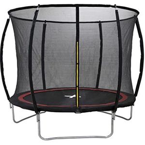 Dunlop trampoline 10FT - 305 x 76 cm - tuintrampoline met veiligheidsnet 246 cm - incl. trampoline randafdekking, trampoline veren, poten en bevestigingsmateriaal - max. 120 kg - zwart/rood