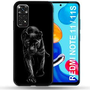 Beschermhoes voor Xiaomi Redmi Note 11/11S, Panther-diermotief, zwart