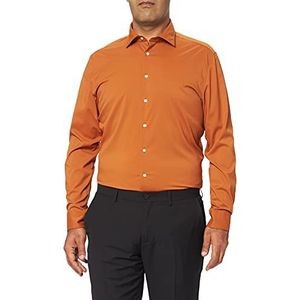 Seidensticker Business overhemd voor heren, strijkvrij overhemd met smalle pasvorm, slim, lange mouwen, kent-kraag, synthetische mix, oranje, 40
