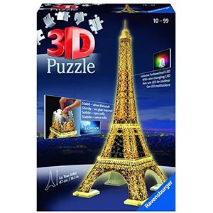 Ravensburger 125791 Puzzel Eiffeltoren Night 3D, 216 Stukjes, vanaf 10 jaar, Meerkleurig