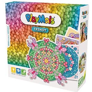 PlayMais Trendy Mosaic Mandala creatieve set om te knutselen voor kinderen vanaf 6 jaar, meer dan 3.000 stuks en 6 mozaïekstickers met mandala's, bevordert creativiteit en fijne motoriek, natuurlijk
