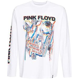 Recovered Men's Pink Floyd Abstract Coloured Print Relaxed L/S White by XL T-Shirt, wit, XL