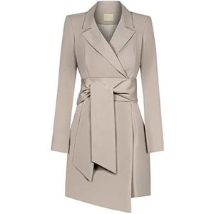 Swing Fashion Mini-jurk voor dames, elegante jurk, feestelijke jurk, feestjurk, avondjurk, bruiloftsjurk, korte jurk, kostuumjurk, sexy, V-hals, lange mouwen, beige, 40 (L), beige, L
