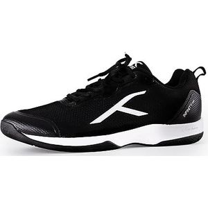 HUNDRED Infinity Pro Non-Marking Professional Badminton Shoe for Men | Material: Polyester, Mesh | Suitable for Indoor Tennis, Squash, Table Tennis, Basketball & Padel(Black/White,EU 44, UK 10, US 11)