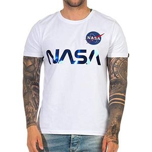 Alpha Industries NASA Reflecterend T Shirt voor Mannen White/Blue