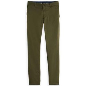 Scotch & Soda Core-Mott-Stretch Cotton Chino Pants voor heren, Kaki, 32W / 32L