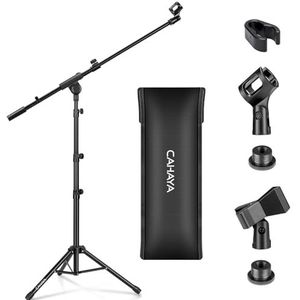 CAHAYA CY0239 2-in-1 dual-use-microfoonstandaard bodem, microfoonstatief met galg, met draagbare tas en twee microfoonclips, geschikt voor podiumbijeenkomsten, live-taal enz