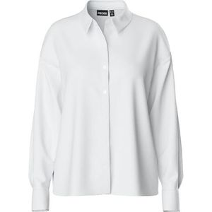 PIECES Pcfranan Ls Shirt Noos Bc Blouse voor dames, wit (bright white), L