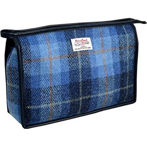 Vagabond Bags Harris Tweed Blue Check Large Holdall Bag Toilettas, 28 cm, blauw (Mid Blue)