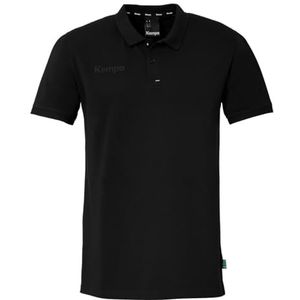 Kempa Prime Polo Shirt Handbal Fitness Poloshirt voor heren, dames en kinderen - T-shirt met polokraag, zwart, 140