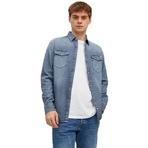 JACK & JONES Heren jeanshemd slim fit jeanshemd, blauw (Medium Blue Denim/Slim), L