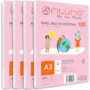 A3-papier, 100 g, met 1000 witte vellen, multifunctioneel papier voor school en werkomgeving. Ideaal voor laserprinters, inkjetprinters of kopieerapparaten. Ofituria
