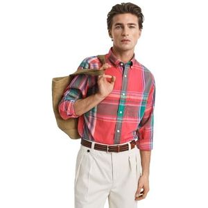 Reg Indian Madras SHIRT, rood (watermelon red), S