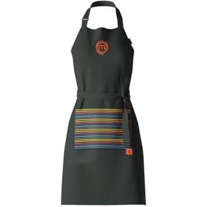 MasterChef Kookschort, Perfect Voor Mannen en Vrouwen, Voor Bakken, 100% Katoenen Keukenschort Voor Het Bakken Van Taarten, met Verstelbare Band, Geborduurd M-logo, Eén Maat, Veelkleurig