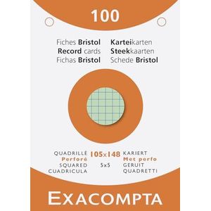 Exacompta - 13659E - Doos met 10 hoezen van 100 indexkaarten, geruit, 5 x 5, geperforeerd - formaat 105 x 148 mm - geschikt voor inkjetprinters, laserprinters en kopieerapparaten - diverse kleuren