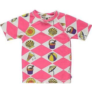 UV50 zwemshirt met Summer Vacation Symbolen, roze, 4-5 Jaren