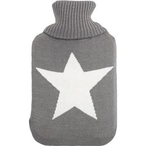 Warmwaterkruik Mimo 1,7 l, gevoerd in elegant wit en grijs met sterrenpatroon. Afmetingen: 20 x 32 x 4 cm. Flexibel en zacht om aan te raken, ideaal om de kou te bestrijden.