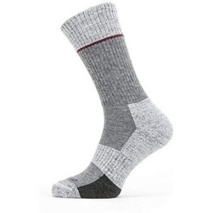 SEALSKINZ Solo Quickdry Mid Length Calcetín, Hombre, Grey/White/Red, Small, Unisex-Adult, Gris/Blanco/Rojo, S