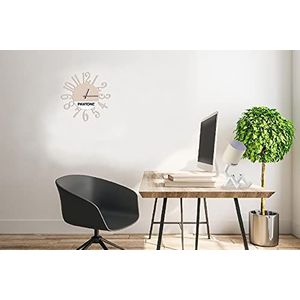Homemania Klok Link – wanddecoratie, rond – voor woonkamer, keuken, kantoor – zand, wit, zwart, van metaal, 40 x 0,15 x 40 cm
