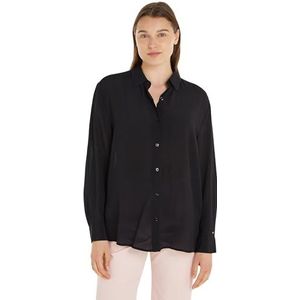 Tommy Hilfiger Dames Blouse Crêpe Shirt Elegant, Zwart (zwart), 72