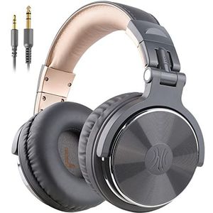 OneOdio Pro 10 over-ear hoofdtelefoons, bekabelde hoofdtelefoon met Shareport-microfoon, jack 3,5 mm en 6,35 mm, hoofdtelefoon voor opname, mixen, studio-bewaking, DJ's, gitaar, podcast, pc, goud