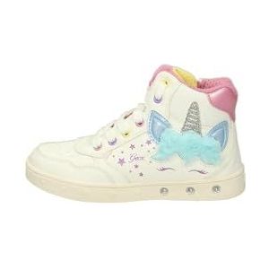 Geox J Skylin Girl Sneakers voor meisjes, Wit Multicolor, 35 EU