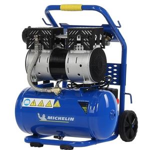 MICHELIN Stille draagbare luchtcompressor MX 10/1, olievrije luchtcompressor, maximale druk 8 bar, vermogen 1 pk, tank 10 liter, geluidsniveau 58 dB LpA