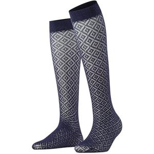 FALKE Dames Kniekousen Tessellating W KH Transparent Gedessineerd 1 Paar, Blauw (Marine 6179), 35-38