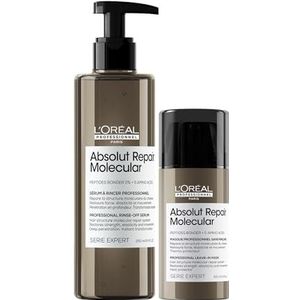 L’Oréal Professionnel, Routine voor zeer beschadigd haar, set met Rinse-off Serum en Leave-in Masker, Herstelt de Moleculaire Structuur Van het Haar, Absolut Repair Moleculair