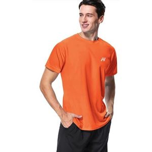 MeetHoo Rash Guard Overhemd voor heren, korte mouwen/lange mouwen, UV-shirt, sportshirt, uv-bescherming, UPF 50+, voor voetbal, atletiek, hardlopen of bergbeklimmen, Oranje., XL