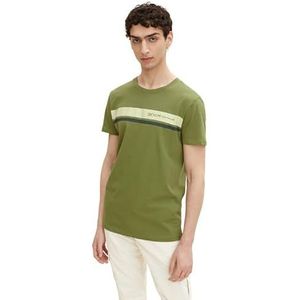 TOM TAILOR Denim Uomini T-shirt met print 1031912, 11209 - Felt Green, M