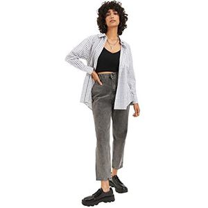 Trendyol Dames Antraciet Geruit Shirt, 34