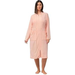 Ulla Popken - Badjas - Roze - Grote Maten - 2-weg Rits - Capuchon