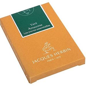 Jacques Herbin 11037JT - doos met 7 grote patronen - internationale maat, voor vulpen en rollerbalpen, amazone groen, gemaakt in Frankrijk