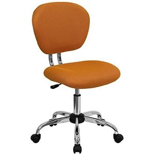 Flash Furniture Beverly Bureaustoel met gemiddelde rugleuning, netstof, gewatteerd, draaistoel met chromen sokkel, oranje