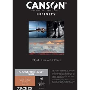 Canson Infinity BFK Rives 100% textuur, 310 g, box A3, 25 uur, natuurlijk wit