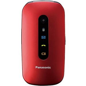Panasonic KX-TU456EXRE Mobiele telefoon voor senioren, noodknop, spraakversterker, zaklampfunctie, grote toetsen, rood