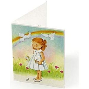 mopec x313.2 boekjeskaart communie een meisje met een regenboog, pak van 100