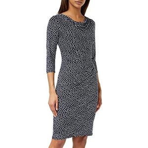 Gina Bacconi Dames bedrukte jersey coltrui jurk cocktail, marine/Wit, 44