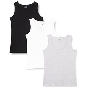 Berydale Dames Tanktop, mouwloos, Zwart/wit/grijs, set van 3, S