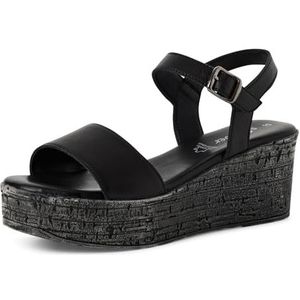 s.Oliver 5-28313-44 Damessandalen met sleehak, Black Nappa, 37 EU