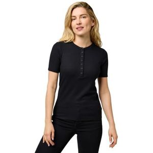 femme - Knit Henley - T-shirt - Zwart - Slim Fit