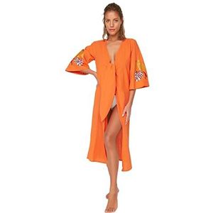 Trendyol Dames kimono en kaftan geborduurd gedetailleerd, Oranje, 42