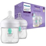 Philips Avent Natural Response-babyfles - 2 Babymelkflessen van 125 ml met AirFree-opening, BPA-vrij, voor pasgeboren baby's van 0 maanden en ouder (model SCY670/02)