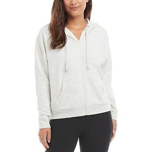 Danskin Capuchontrui met ritssluiting en ruches voor dames, Oatmeal Heather, S