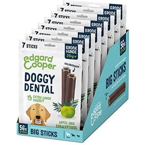 Edgard & Cooper Snacks 56 tandheelkundige stick voor grote honden, 8 x 7 kauwsticks, tandverzorging, eucalyptus en appel, eenmaal per dag, caloriearm, lang kauwen, effectief, frisse adem