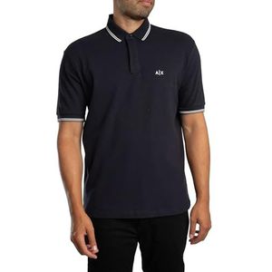 Armani Exchange Heren Essential, Double Striped Sleeve en Collar Side Monogram Logo Logo Polo Shirt, Blauw, XXL, deep navy, XXL